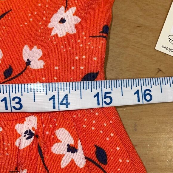 Eliza J Women's Tiered Formal Floral Soft Short Dress Red Orange Size 6 - Picture 11 of 12